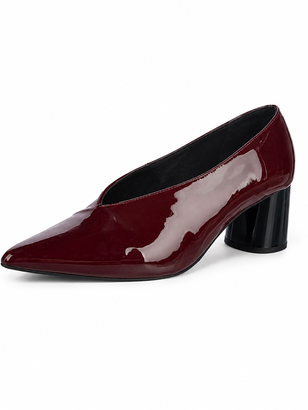 Iris & ink Burgundy Patent Leather Block Heel Pumps size 37